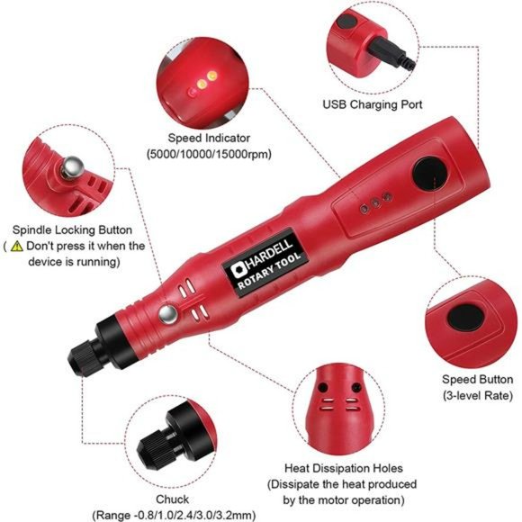 Mini Cordless Rotary Tool,3-Speed Power Rotary Tool Equipped with USB Charging - Picture 3 of 7